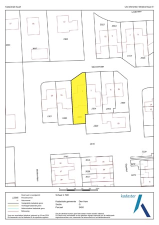 Plattegrond - Meidoornlaan 9, 7681 JD Vroomshoop - Kadastrale kaart - Den Ham G 3400_page-0001.jpg